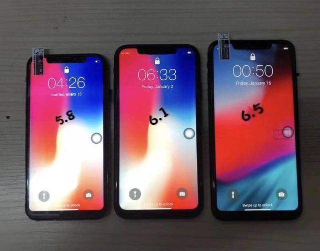 此次苹果的三款iphone分别是:5.8英寸iphone x(oled面板), 6.