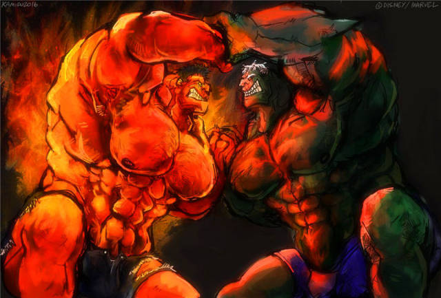 8张绿巨人和红巨人的合照,两肌肉男之争