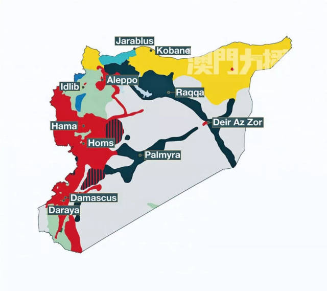 2017年1月叙利亚各方势力分布. (互联网图片)