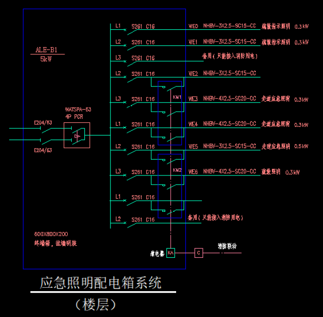 应急照明配电系统图 二次原理图 箱子群控 就地控制适合地下车库或