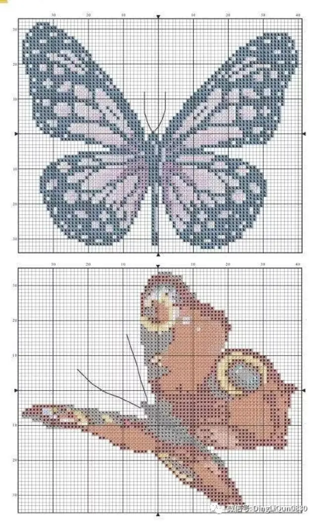 【十字绣图】一组关于蝴蝶的十字绣图集