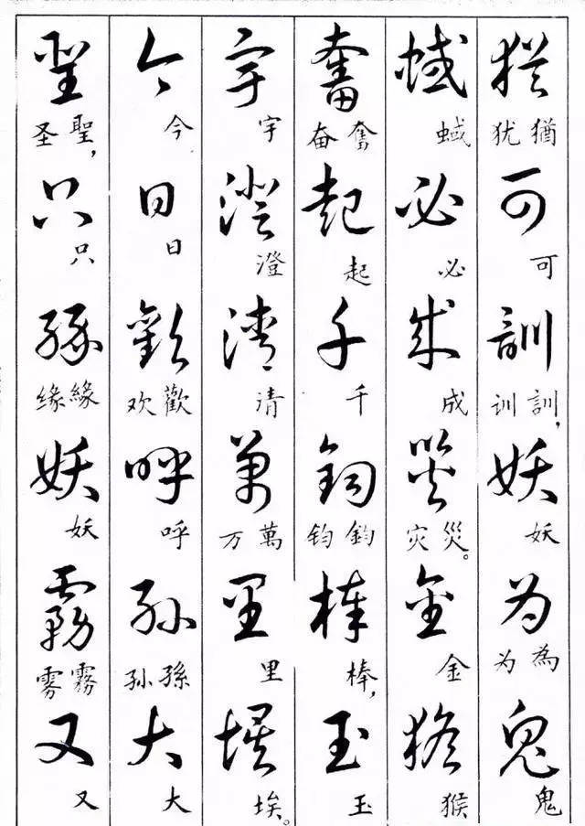 绝对实用!《毛主席诗词草楷对照表》