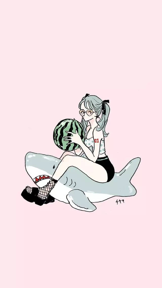 手机竖屏动漫插画小清新壁纸|插画师:chaki