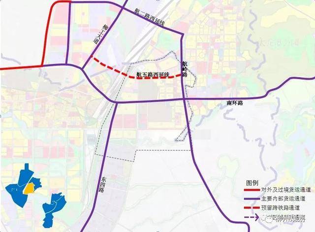 2,构建以航岭路,南环路,东四路为骨架的货运通道.