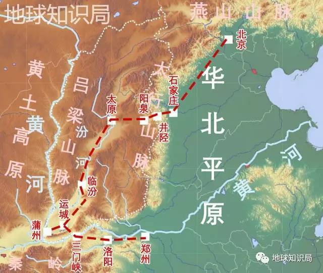 本次旅程总路线图:从石家庄出发,经井陉入山西,沿汾河河谷一路南下