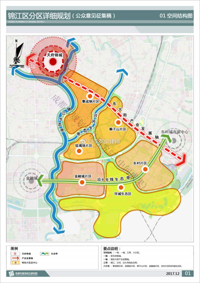 成都市锦江区分区详细规划图空间结构产业布局