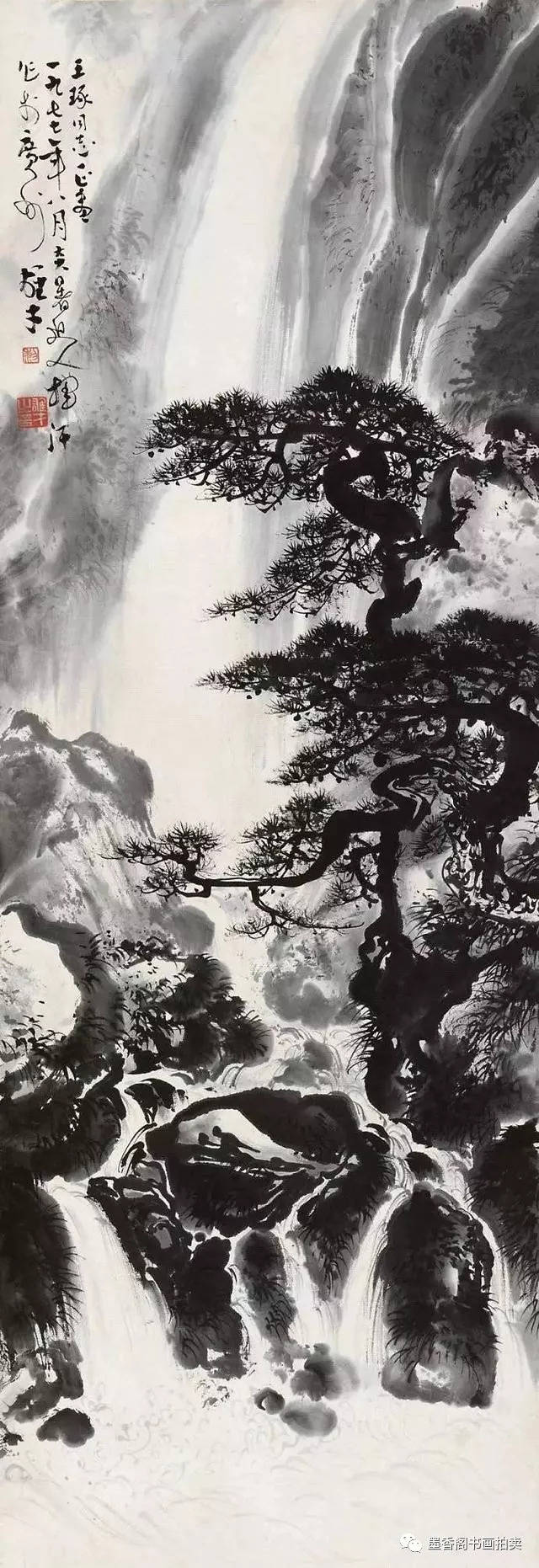 黎雄才气魄的松树山水画,意境很美(80幅)