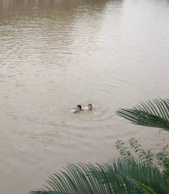 一年轻小伙子奋不顾身跳到河里救起了小姑娘,小女孩得救了,避免了一场