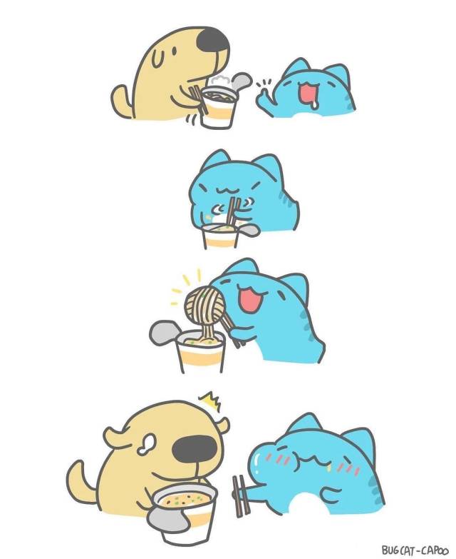 漫画师bugcat_capoo的蓝色超萌小怪兽