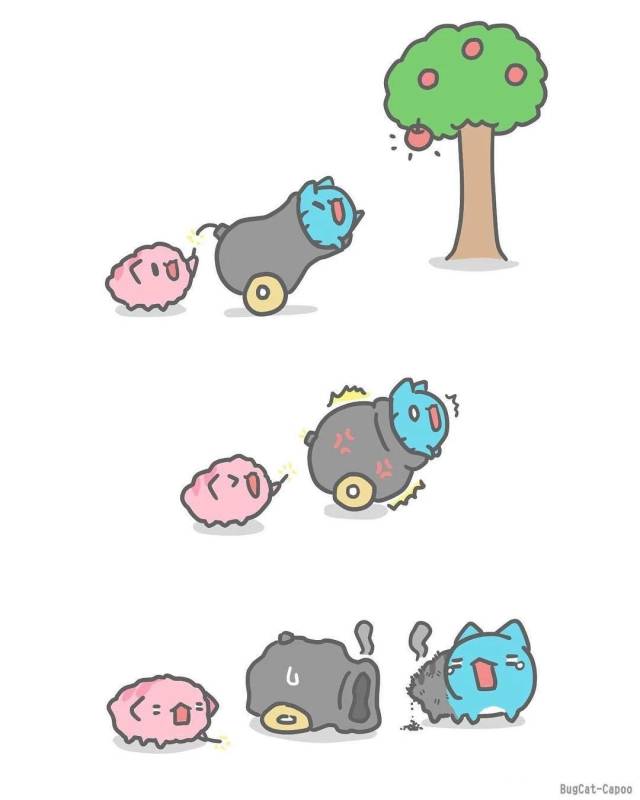 漫画师bugcat_capoo的蓝色超萌小怪兽