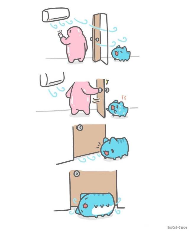 漫画师bugcat_capoo的蓝色超萌小怪兽
