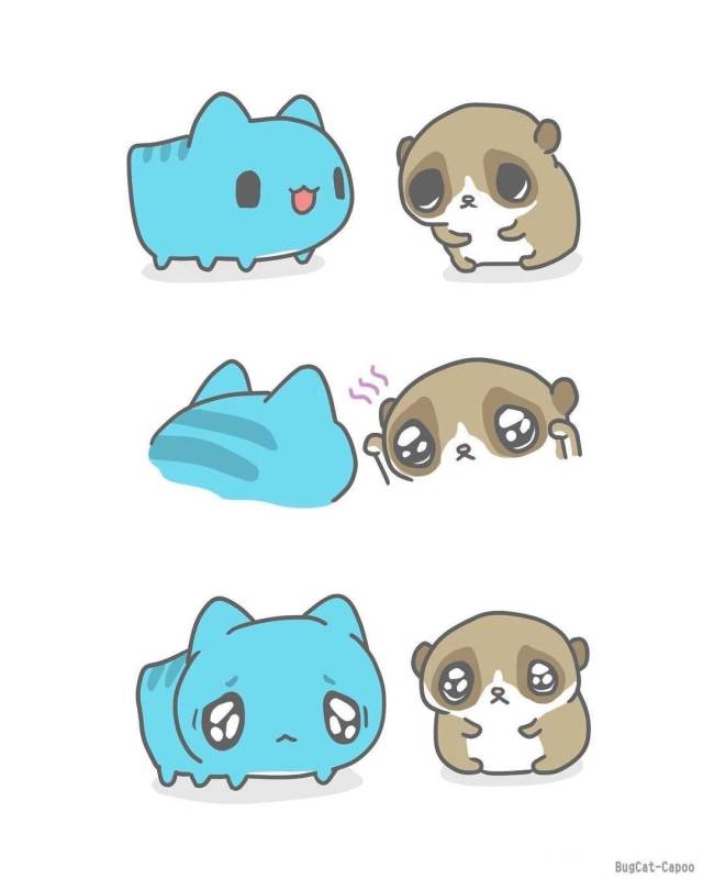 漫画师bugcat_capoo的蓝色超萌小怪兽
