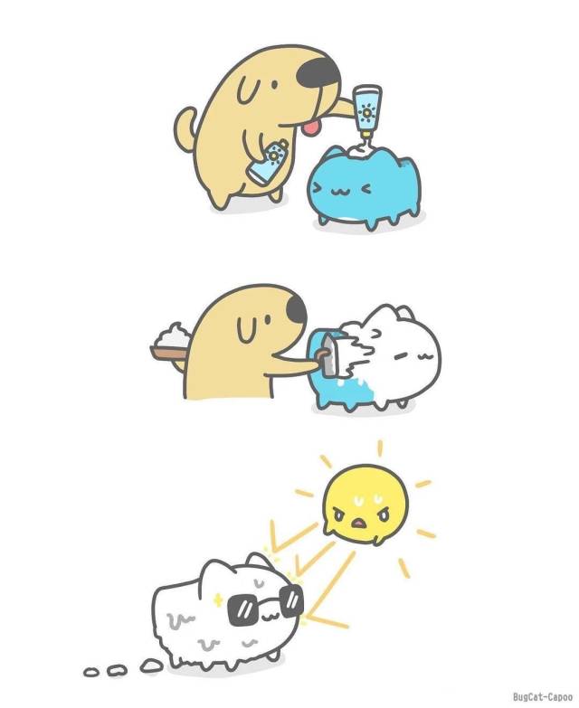 漫画师bugcat_capoo的蓝色超萌小怪兽