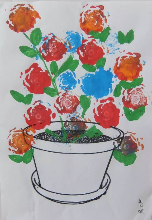 蔬菜印画《美丽的花》张阅薇 朵朵班