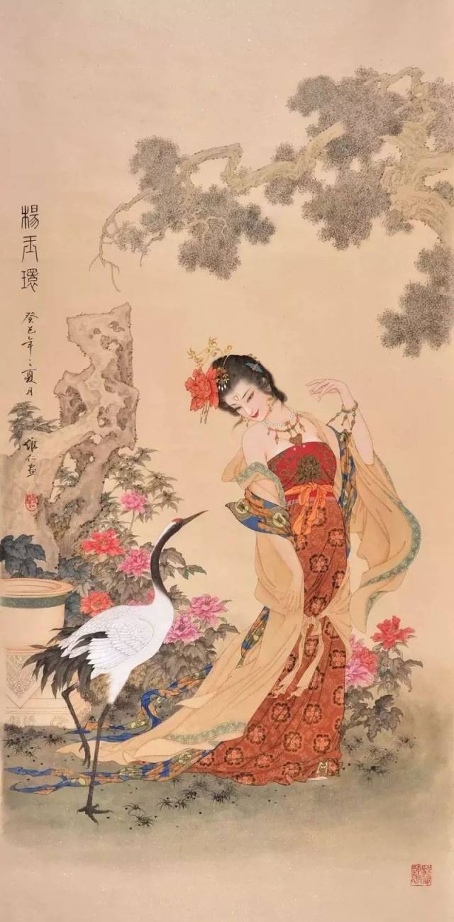 70多岁的画家项维仁画的一组工笔仕女图,美女呼之欲出.