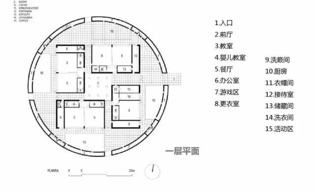 2,弧线与直线相结合,形成独特的空间形式 3,打破幼儿园的设计理念 4