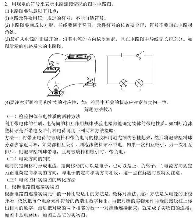 【九年级】中考物理电流和电路基础知识手册,电学看这