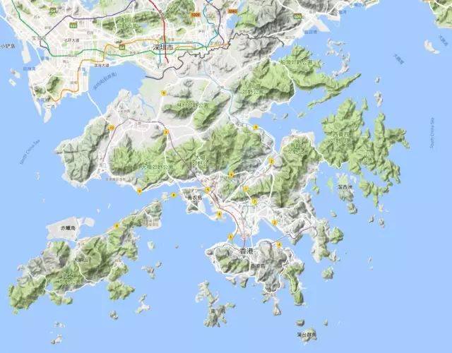点击可放大查看,地图源自@google;相比之下,后来与香港有着竞争关系的