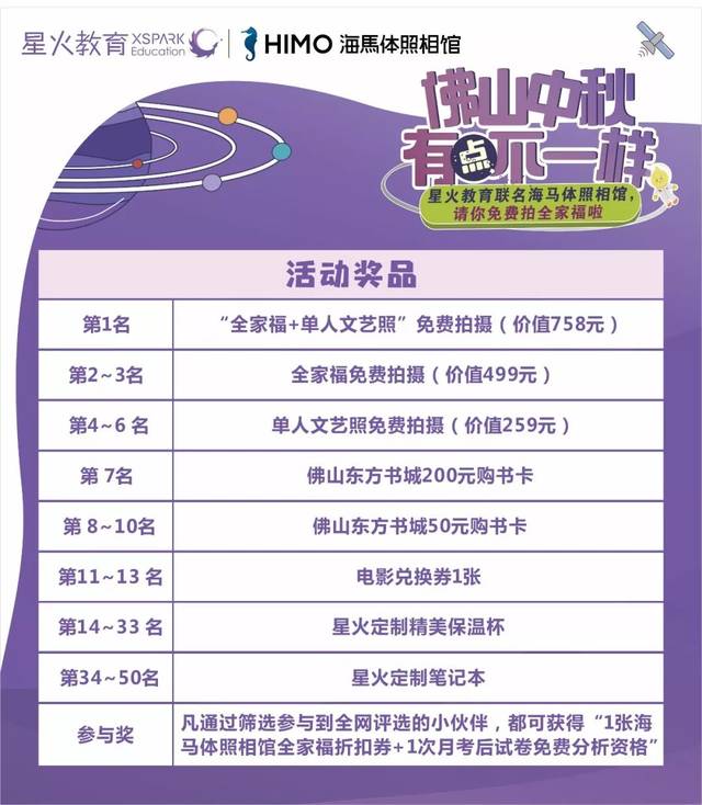 中秋有奖征集星火教育联合海马体照相馆请你免费拍全家福啦