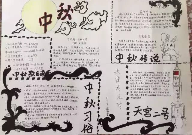 手抄报丨中秋节手抄报图片素材\模板\文字.为孩子