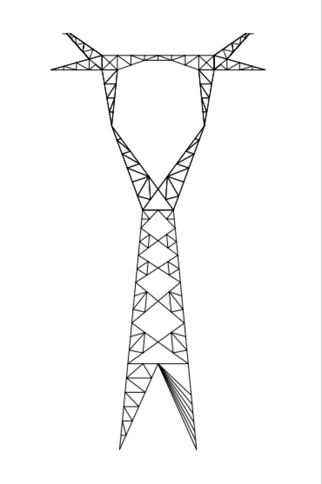 鼓型塔是双回路输电线路的常用塔型,铁塔左右各三根导线,分别构成一