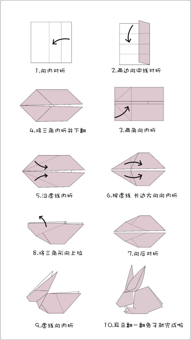 一起动手叠一只可爱的小兔子!