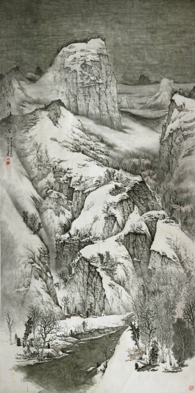 《豫南初雪》180cmx190cm 入围2013年百家金陵全国中国画作品展