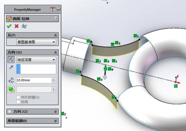 用solidworks曲面工具画的一个空心吊环