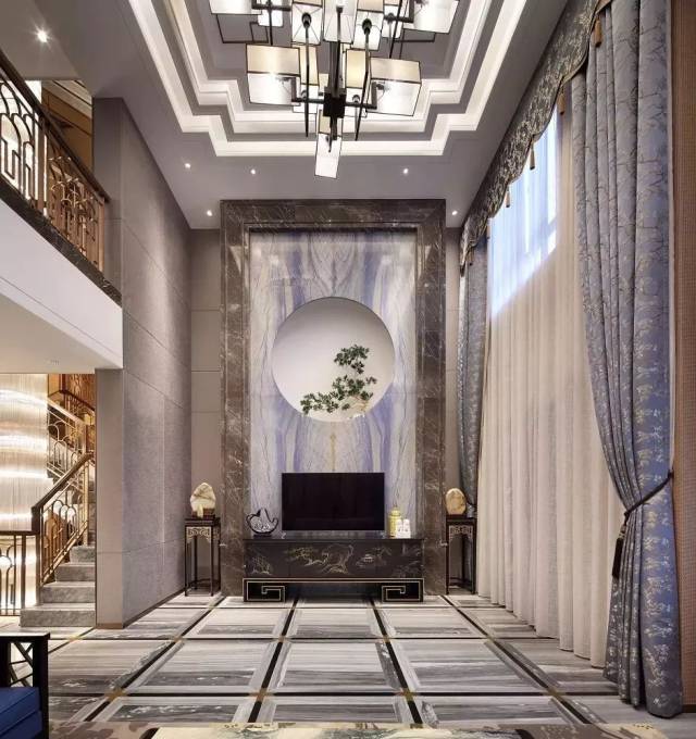 280㎡新中式别墅,挑高客厅简约震撼,全屋都美到拉仇恨