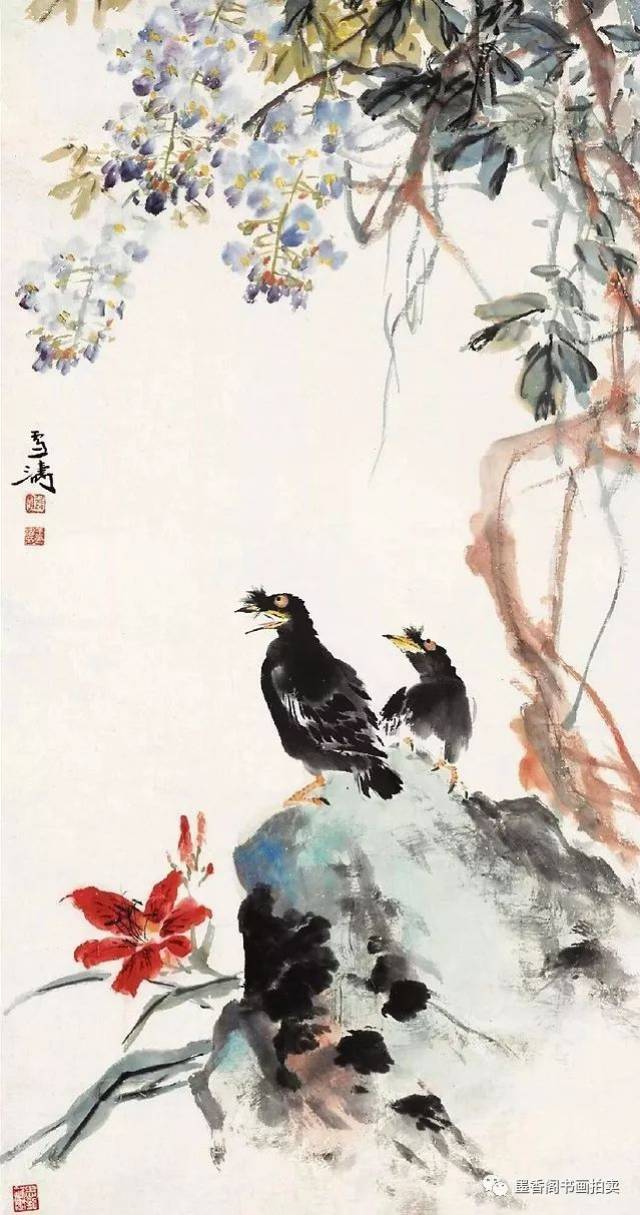 四位花鸟大师画紫藤!