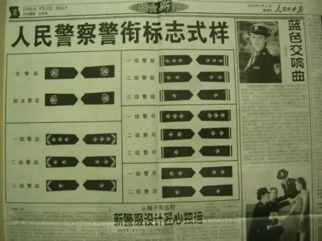 2000年,我国实行99式警服,警衔同样发生改变,从此确定为银色四角星花