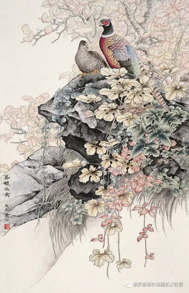 中国著名画家万一工笔花鸟作品赏析