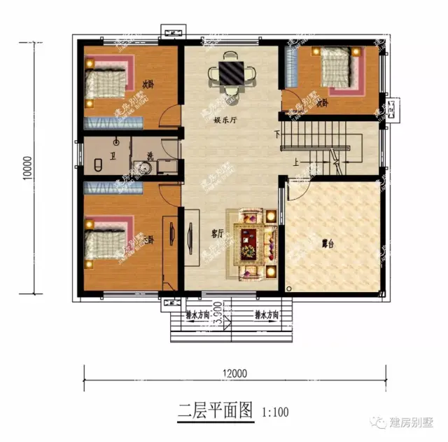 第二款别墅户型,外墙所用的装饰材料和栋差不多,.