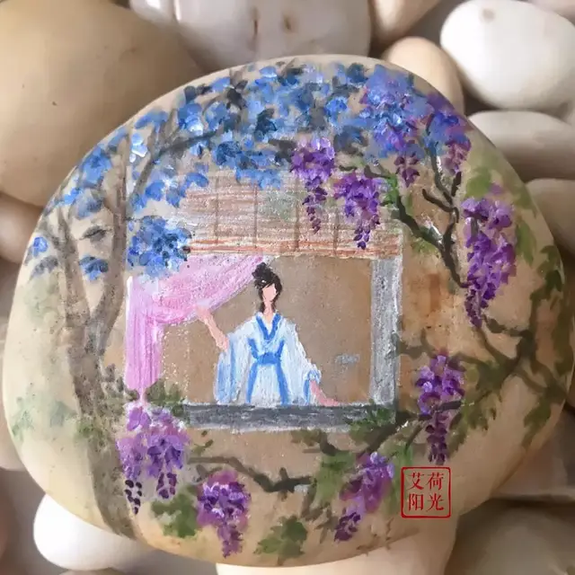 美轮美奂,意境幽远,一艾荷阳光石头画盘点