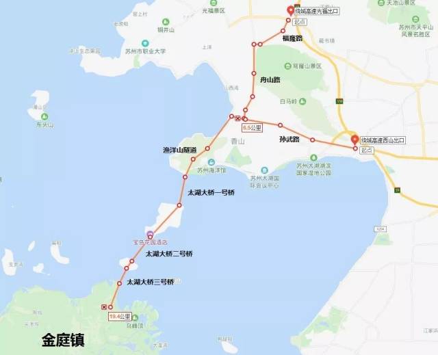 光福出口:绕城高速光福出口>福窿路>舟山路>孙武路>