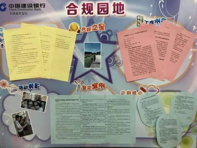 支行为各网点统一制作了"合规园地"展板,规范了网点合规文化专栏