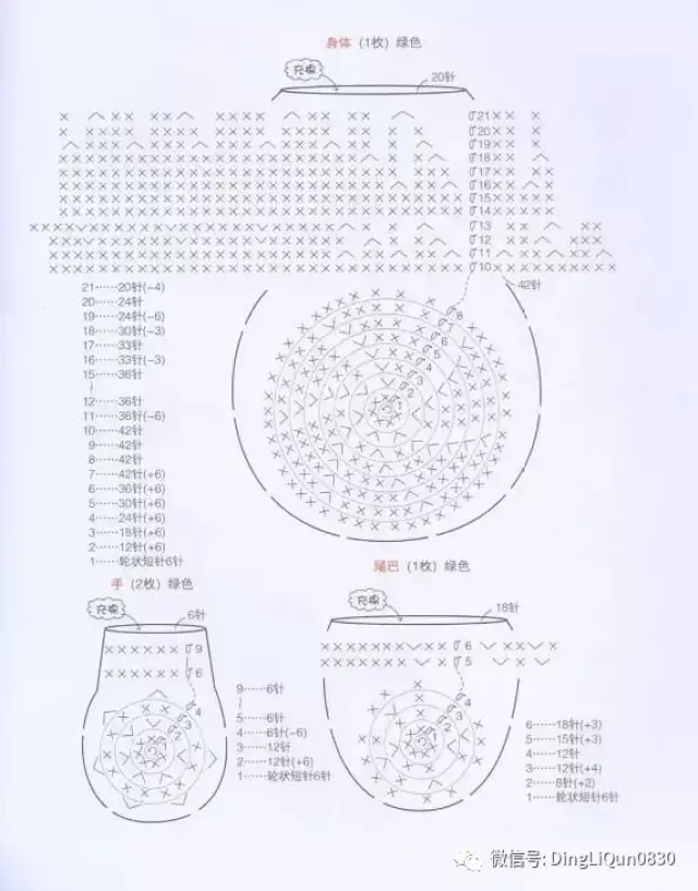 【钩编图解】海豚,青蛙等多款及隐形加减针法