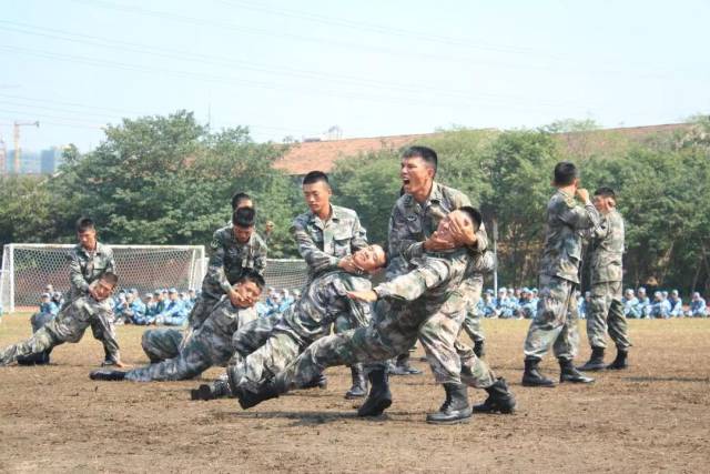 精彩的汇报表演余韵未尽 随后中国解放军31605部队贾辉中校 作了军训