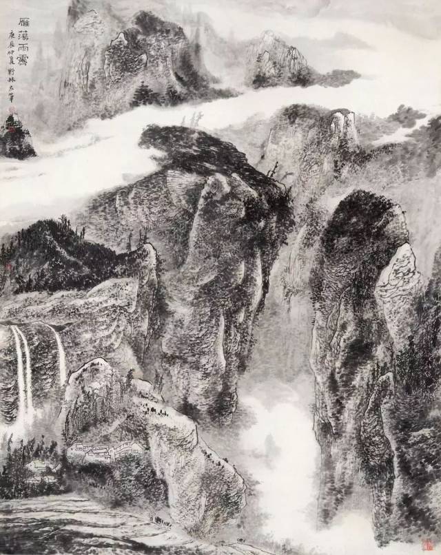 陈野林《雁荡雨霁 国画 148cmx120cm 请将手机调整到横屏观看