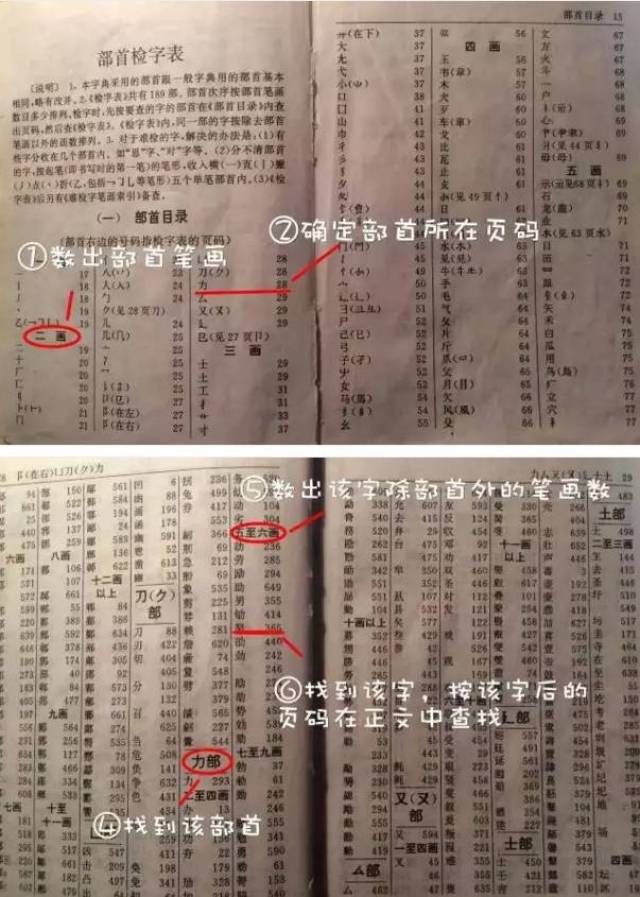 查字时首先要确定这个字的部首,然后从字典的"部首目录"中查出属于