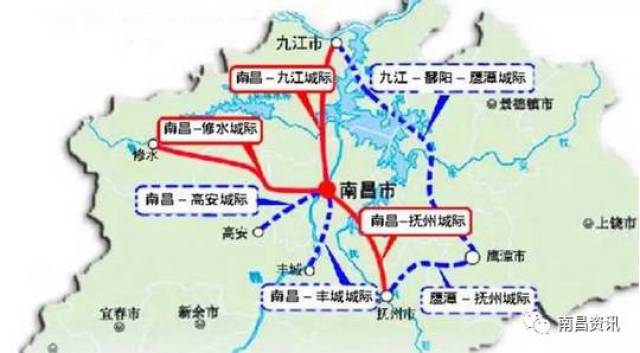 2020年前建设南昌-抚州城际,南昌-修水城际,新余-吉安城际和南丰