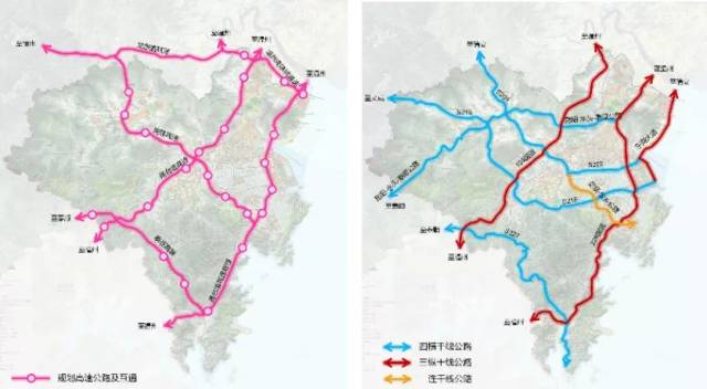 高等级公路:规划形成"三横两纵"高速公路网,提出规划新增泰苍高速.