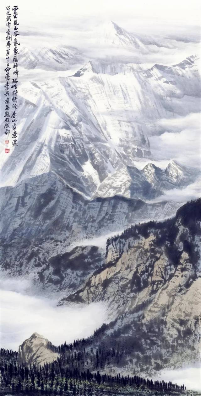 【书画】李兵水墨画作品:代言雪山神韵 展示中国气派