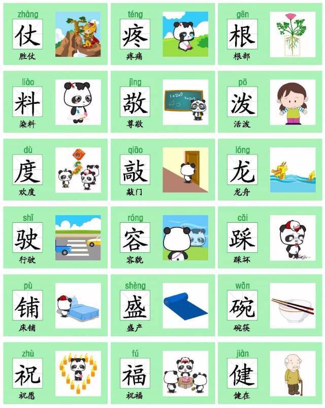 部编版二(上)识字表生字卡片 (含配图)