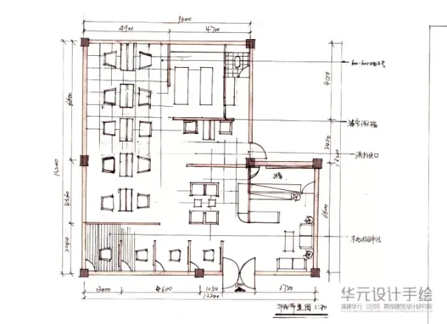 动线分析:尽量使用简明的动线连接各个功能区块,休息区与前台区应该