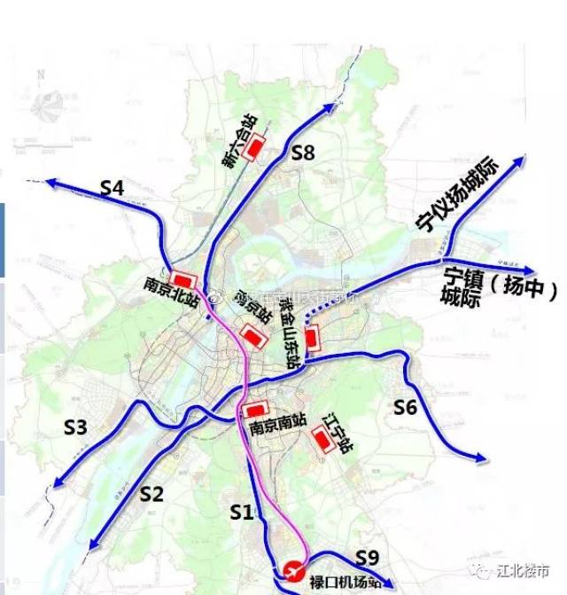 江北最新城轨交通规划图曝光!未来直通禄口机场仅需35