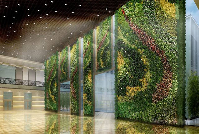 柱等连接的种植框架支撑系统;1,种植植物的单元种植包;绿植墙垂直绿化