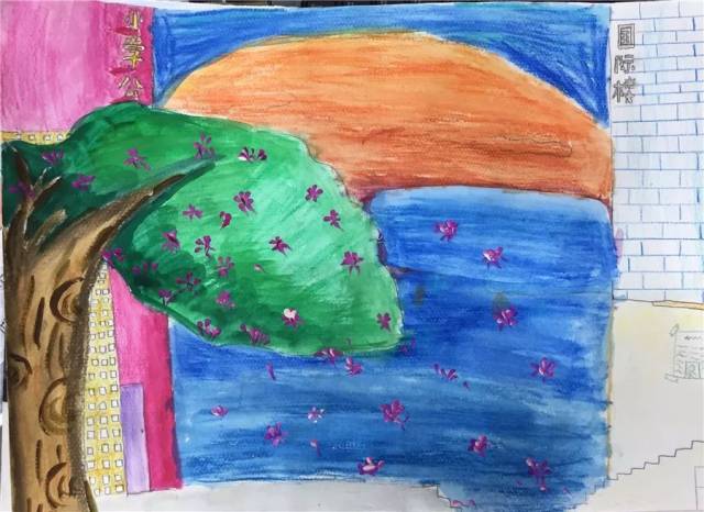 4年级(7)班 焦楚涵 绘画作品《秋天的校园》