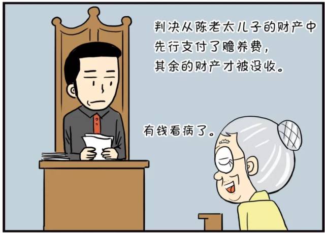 看漫画学法律|儿子入狱被没收全部财产,老太还能拿到赡养费吗?