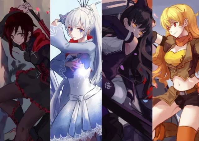 动画《rwby》中的r,w,b,y 分别是英语红白黑黄的首字母,代表的分别是